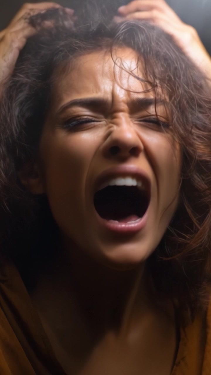 Intense Emotional Expressions: A Sequence Showcasing Raw Human Anguish, Frustration, and Desperation Through Striking Facial Reactions and Body Language