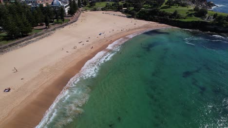 white sand beach of coogee beach in sydney, nsw, australia - aerial shot