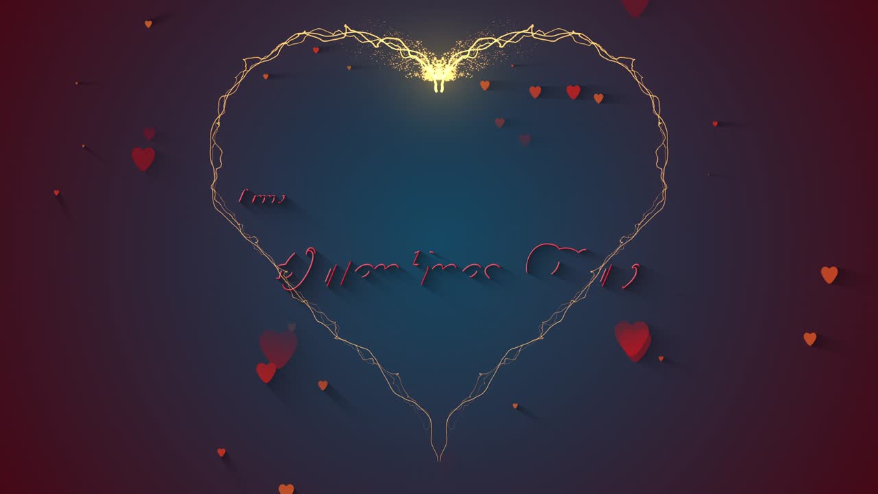 на белом и красном фоне случайно появляются красные сердца с надписью "день святого валентина".