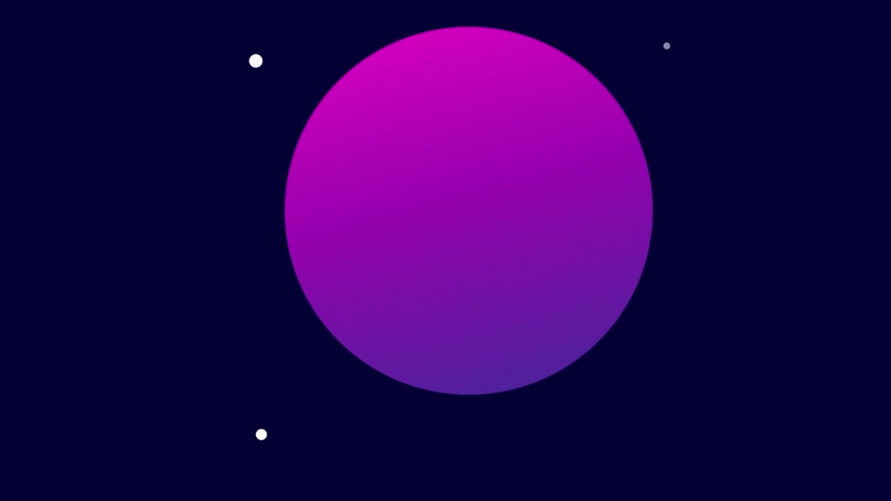 3D render of glowing purple planet with distant stars on dark space background creating futuristic cosmic motion graphic animation