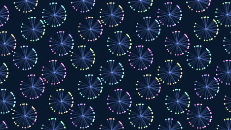 symmetrical circular pattern of blue and purple dots on dark background