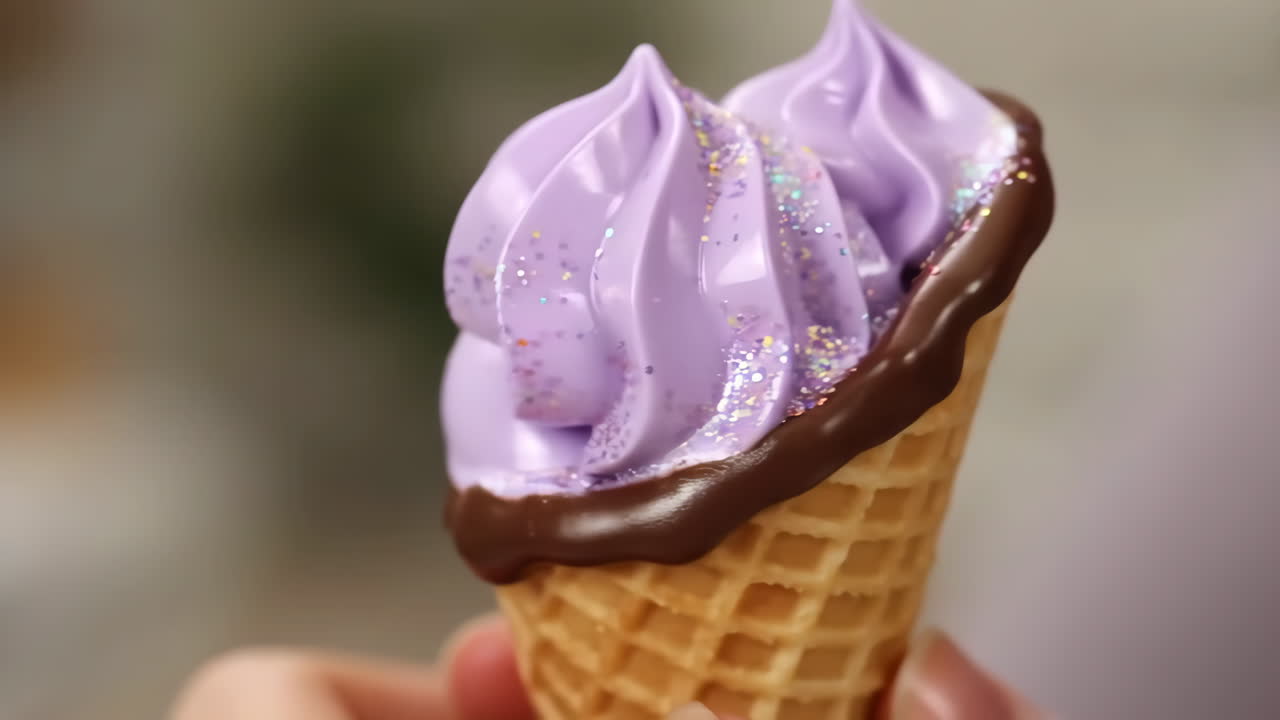 Cono gelato soft con glitter viola