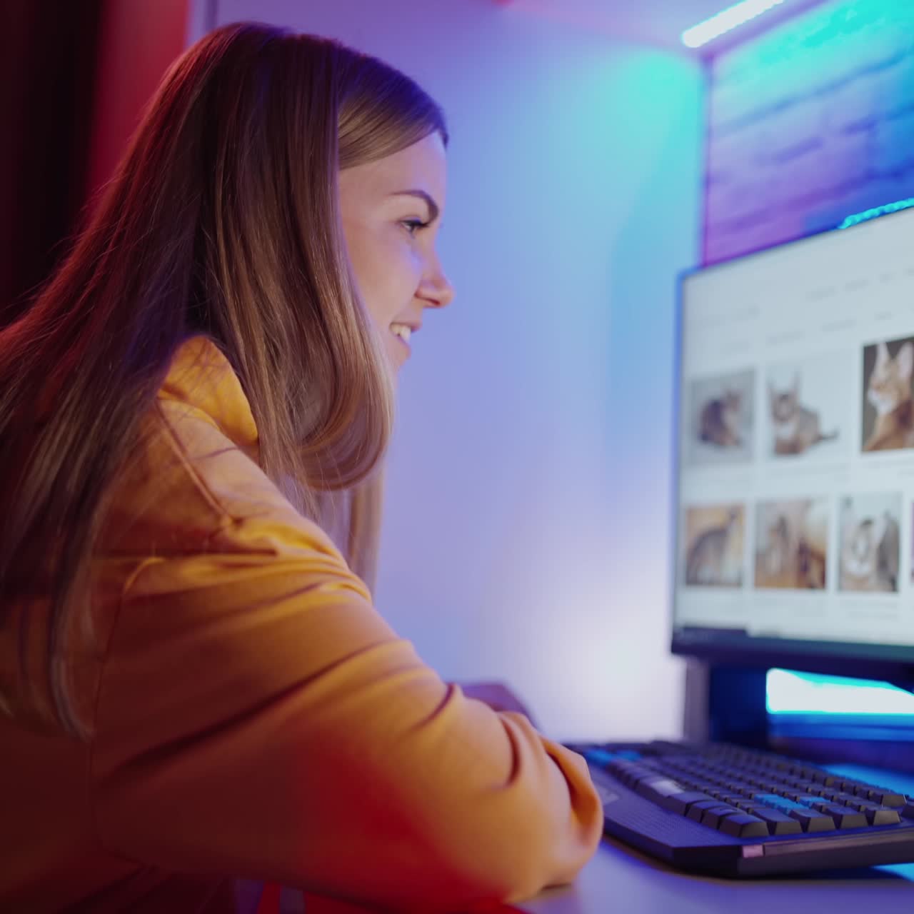 mujer joven trabajando en la computadora