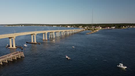 sunny day aerial view of ponquogue bridge long island new york