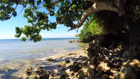 Dolly-Shot-De-Una-Playa-Rocosa-En-La-Provincia