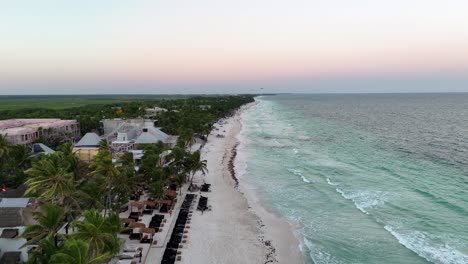 turquoise caribbean sea waves on tulum coast, mexico
