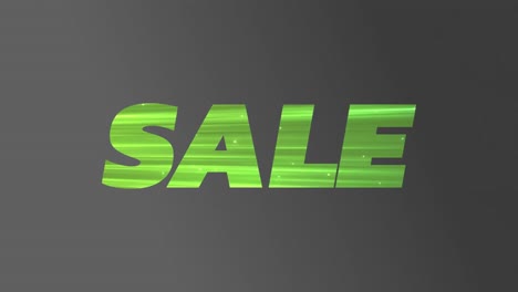 animación del texto de venta en fondo gris