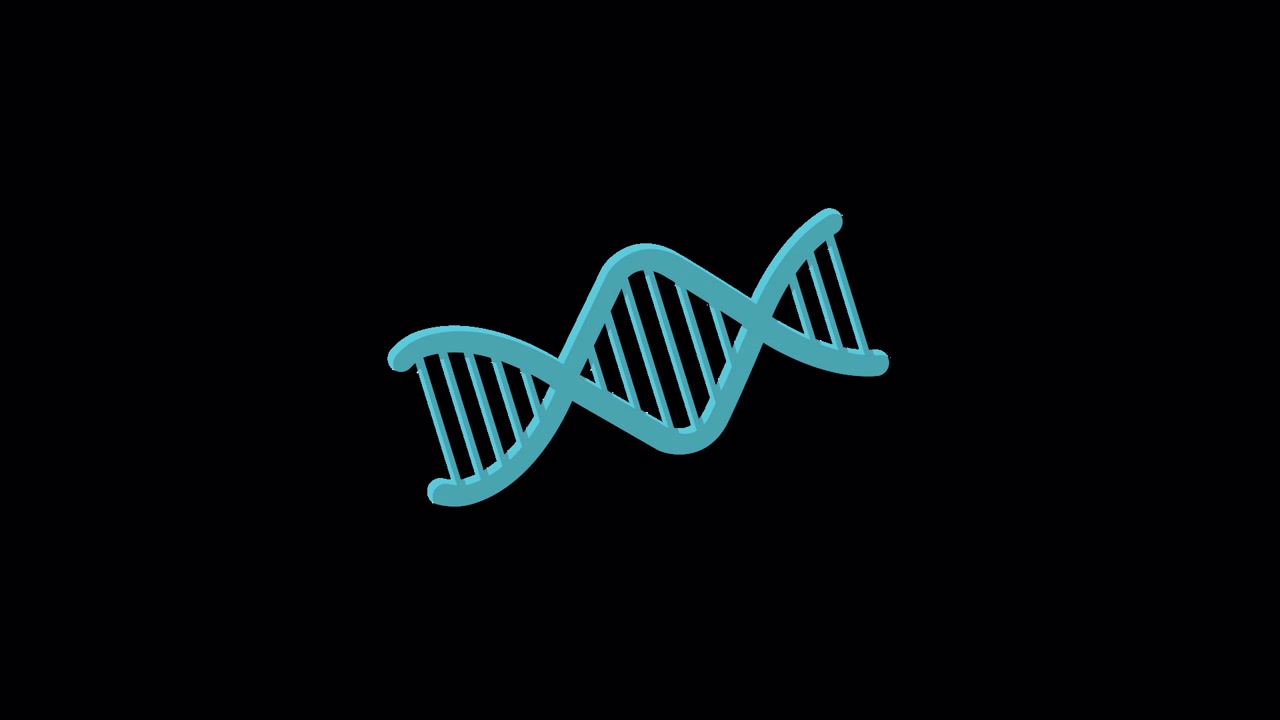 Doppia elica di DNA blu animata che ruota e scompare su sfondo nero