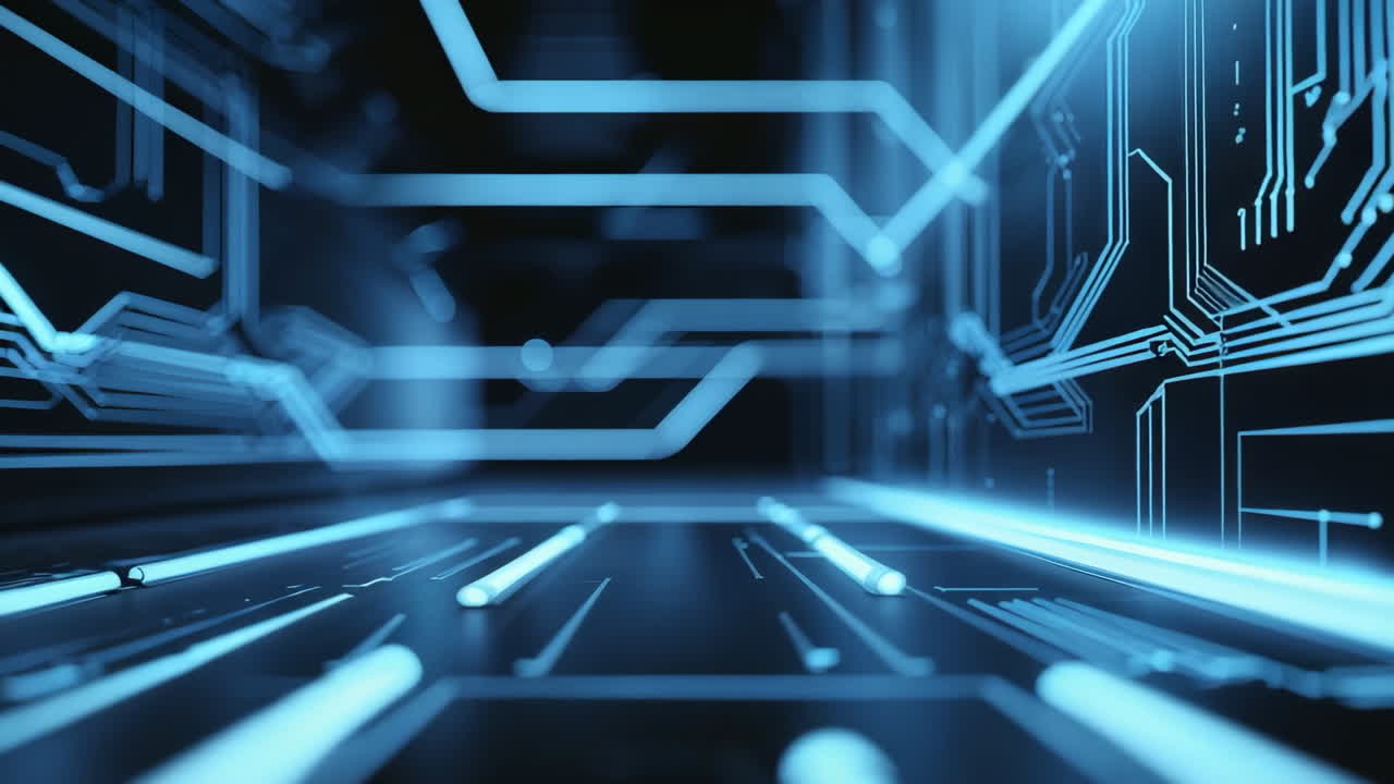 Abstract Blue Digital Circuit Board Background