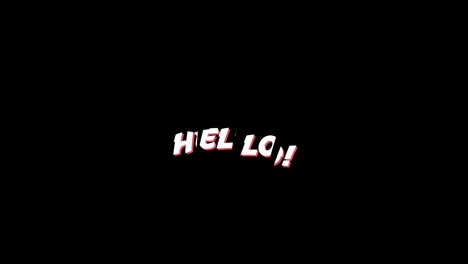 la palabra "hola" escrita en mayúsculas y relámpago rojo.