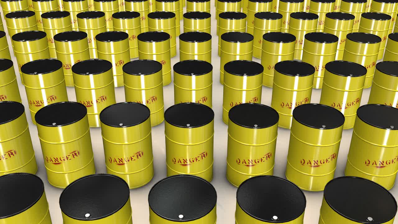 방사능 화학 및 방사선 배럴의 줄 - 4k 원활한 루프 스 비디오