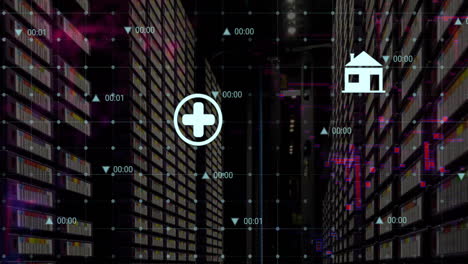 Animation-of-digital-data-processing-over-computer-servers