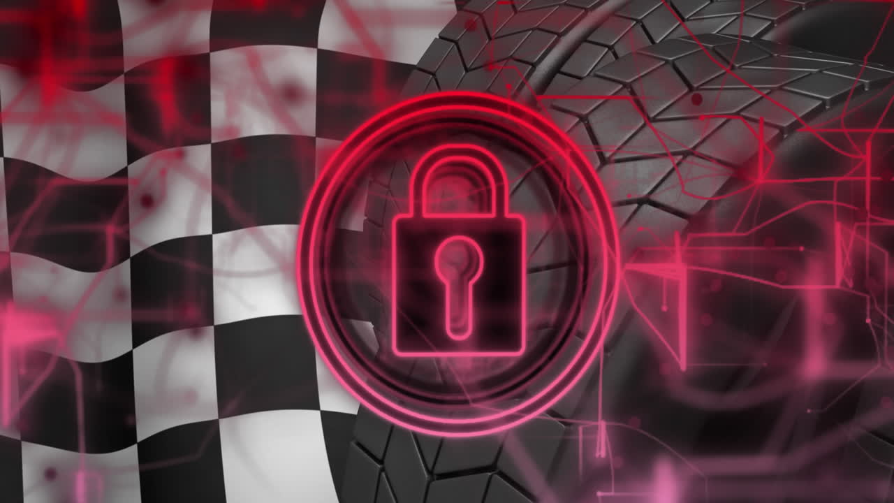 animación del icono del candado y procesamiento de datos sobre los neumáticos