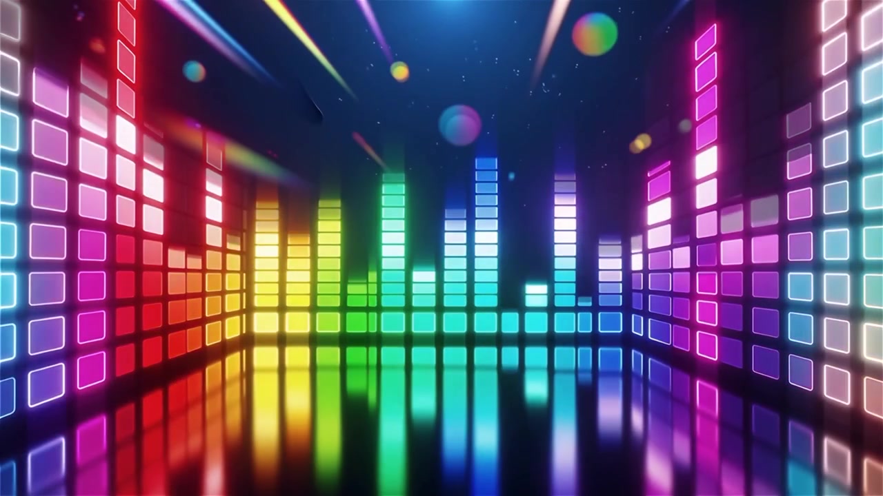 Futuristic Rainbow Neon Music Equalizer Visualizer Background