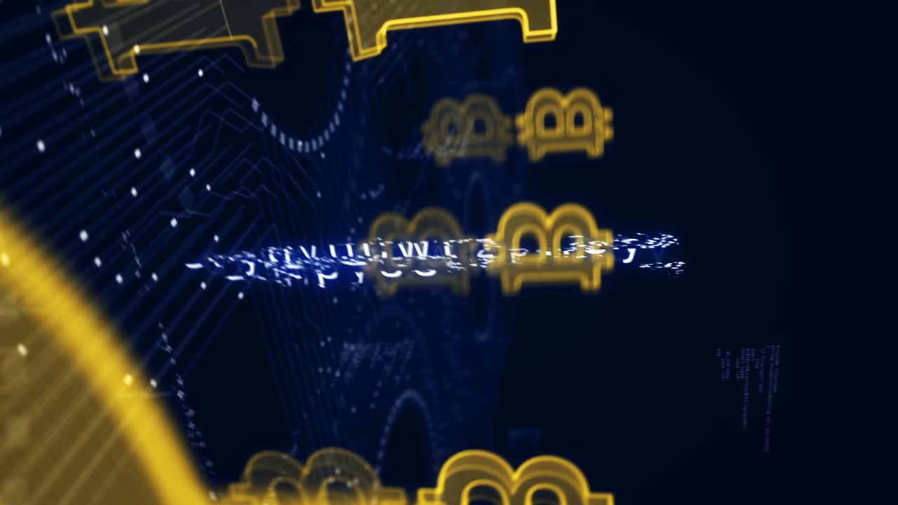 비트코인 블록체인 암호화폐 기호 루프 사이버 개념