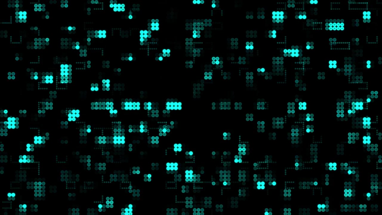 Abstract Digital Grid with Flickering Cyan Dots