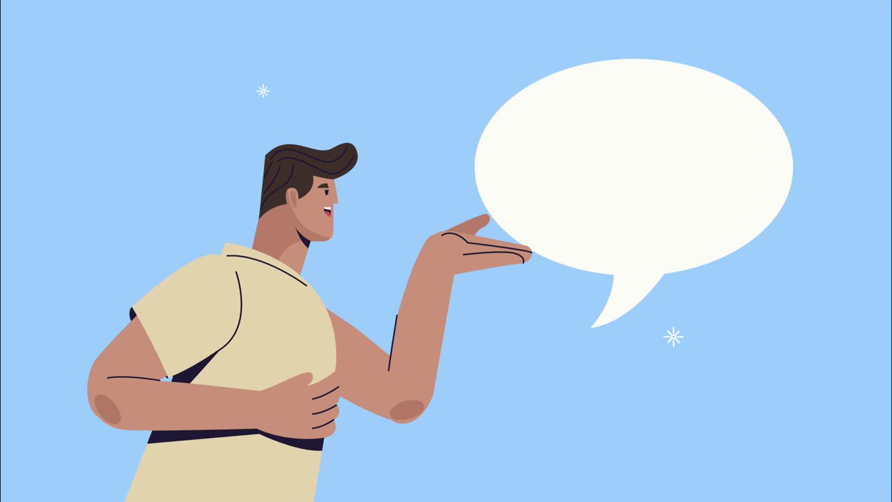 young man with speech bubble animation