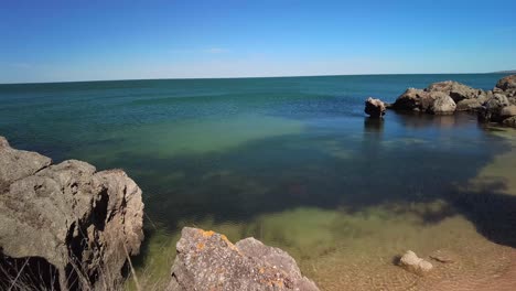 captures the tranquility from atop cliffs, offering a serene view of the azov sea