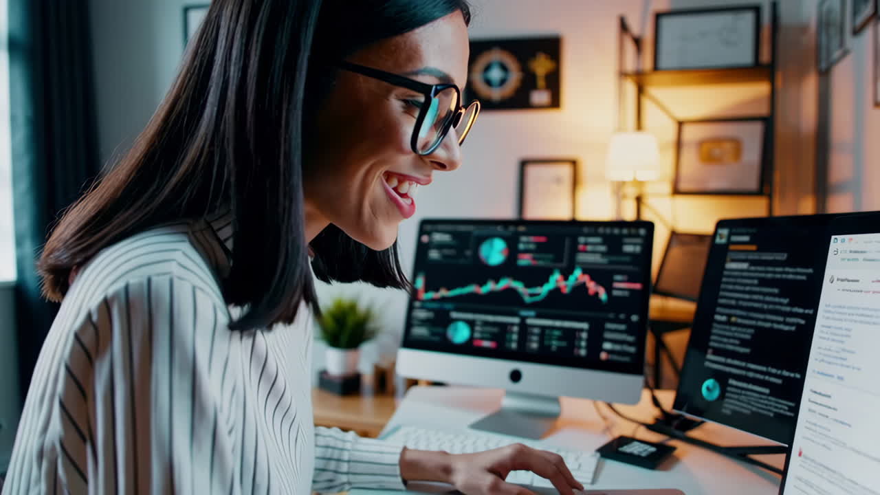 Woman analyzing financial data