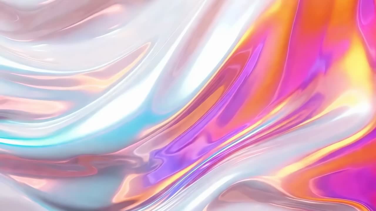 A vibrant, abstract video background with flowing, iridescent colors