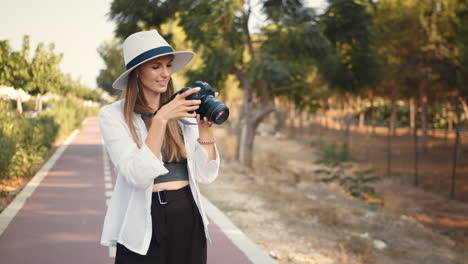 woman photographer in park