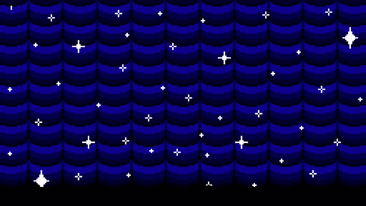 Pixel Art Night Sky with Stars and Abstract Patterns
