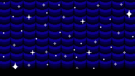 pixel art night sky with stars and abstract patterns