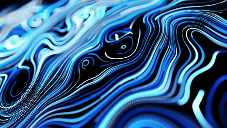 abstracto fondo en bucle 3d con líneas que forman un patrón giratorio como ruido de rizos con rayas de luz. el flujo de partículas forma líneas rizadas como senderos de brillo azul. hermosos remolinos de líneas como bg abstracto