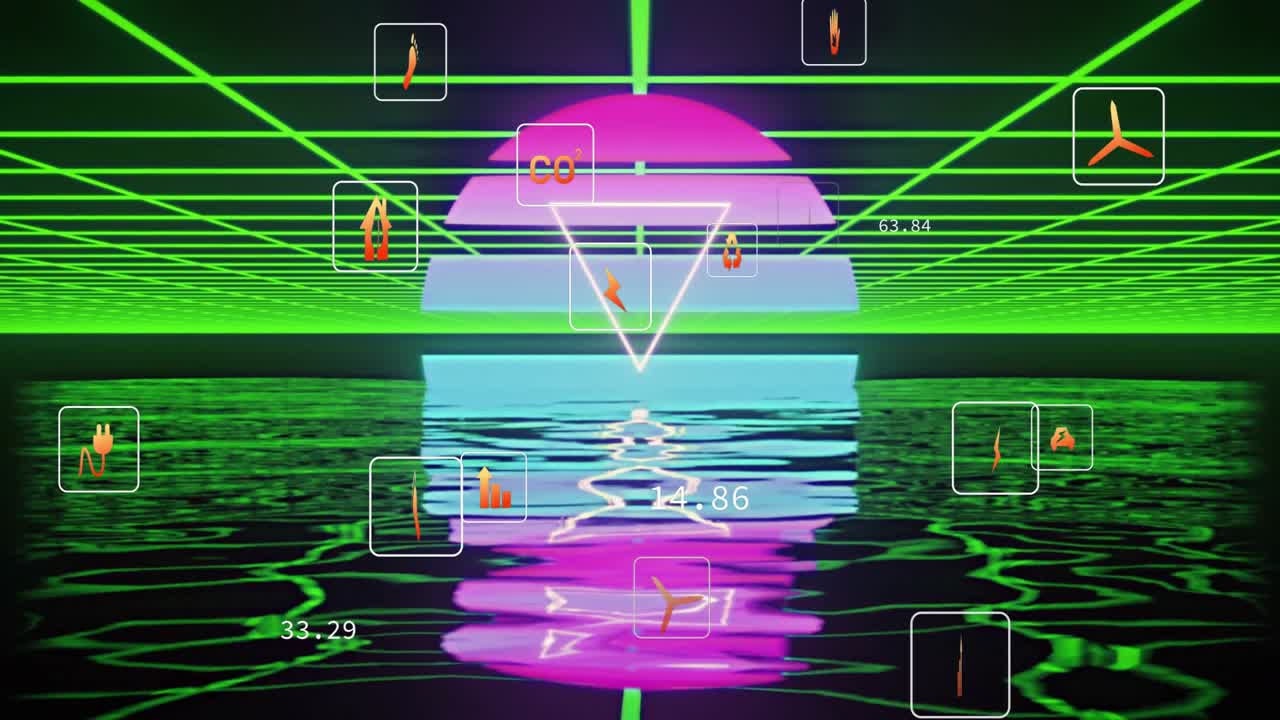 Pulserende stikikon udløser dataikoner, der opdateres og bevæger sig mod solen, for derefter at tone ud for at visualisere målinger.