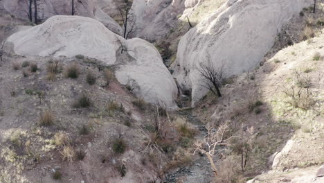 canyon landscape with rock formations and stream