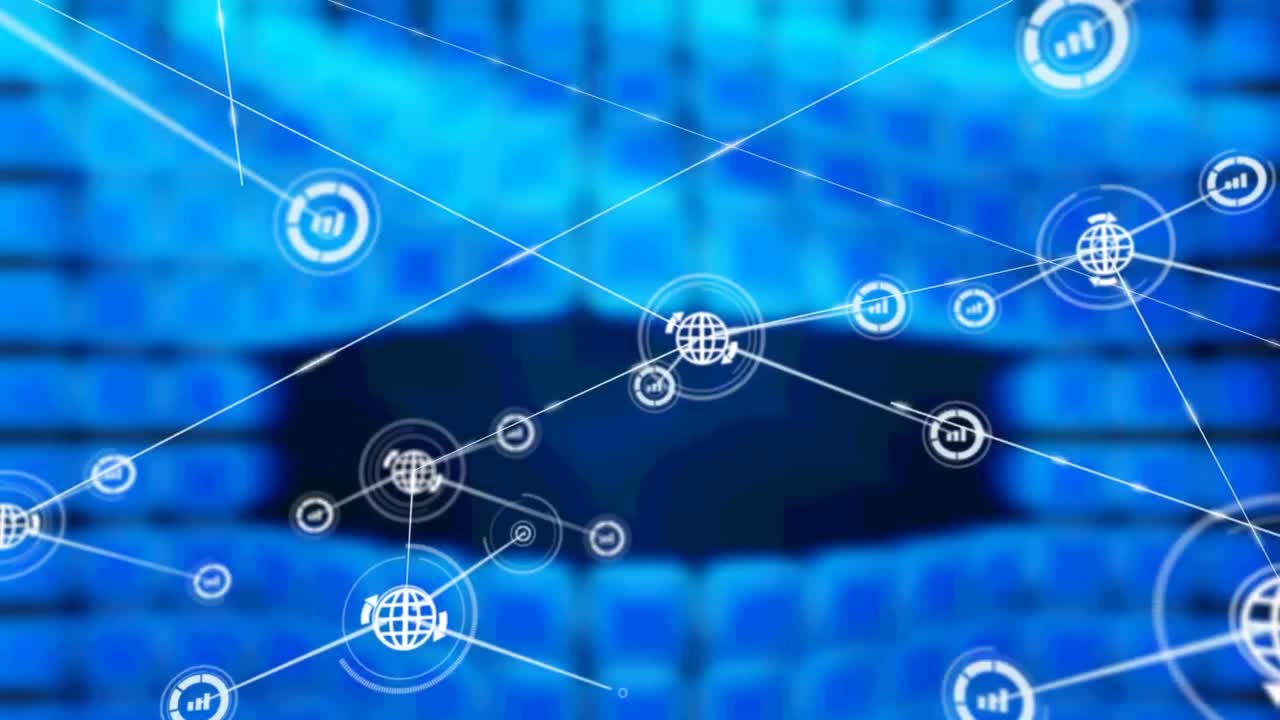 animación de la red de conexiones sobre fondo azul