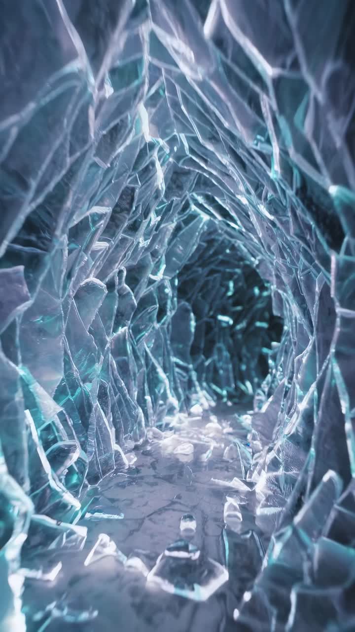 Shimmering Crystal Ice Cave Pathway