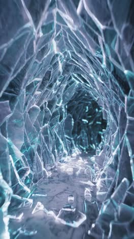 shimmering crystal ice cave pathway