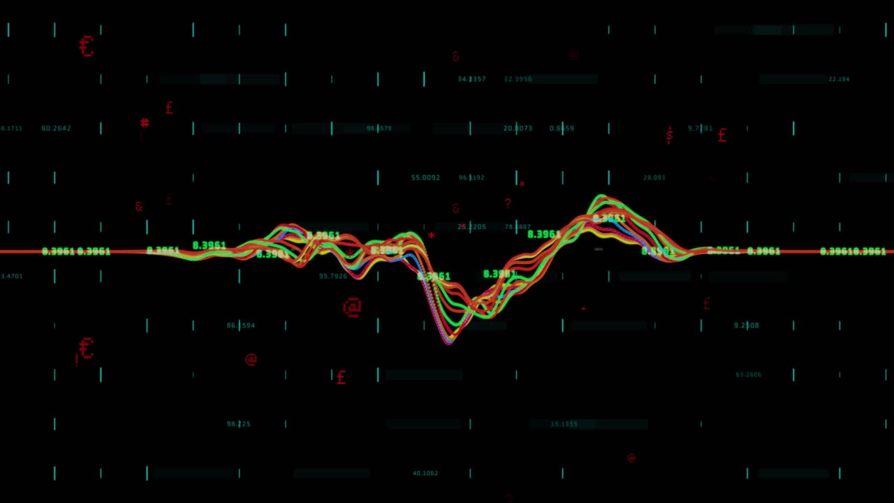 Animation of data processing over black background
