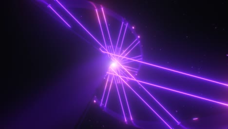 futuristic sci-fi spiral and neon laser beams glow in outer space - 4k seamless loop motion background animation