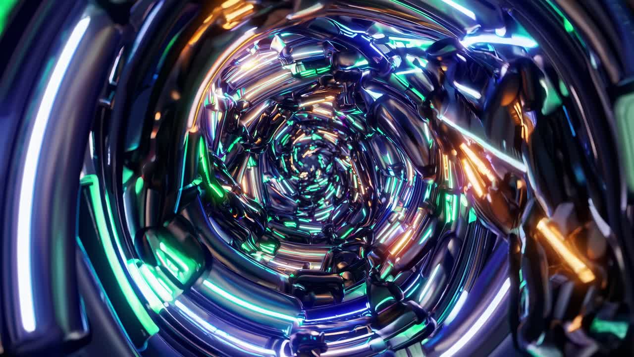 Abstract Metallic Neon Tunnel