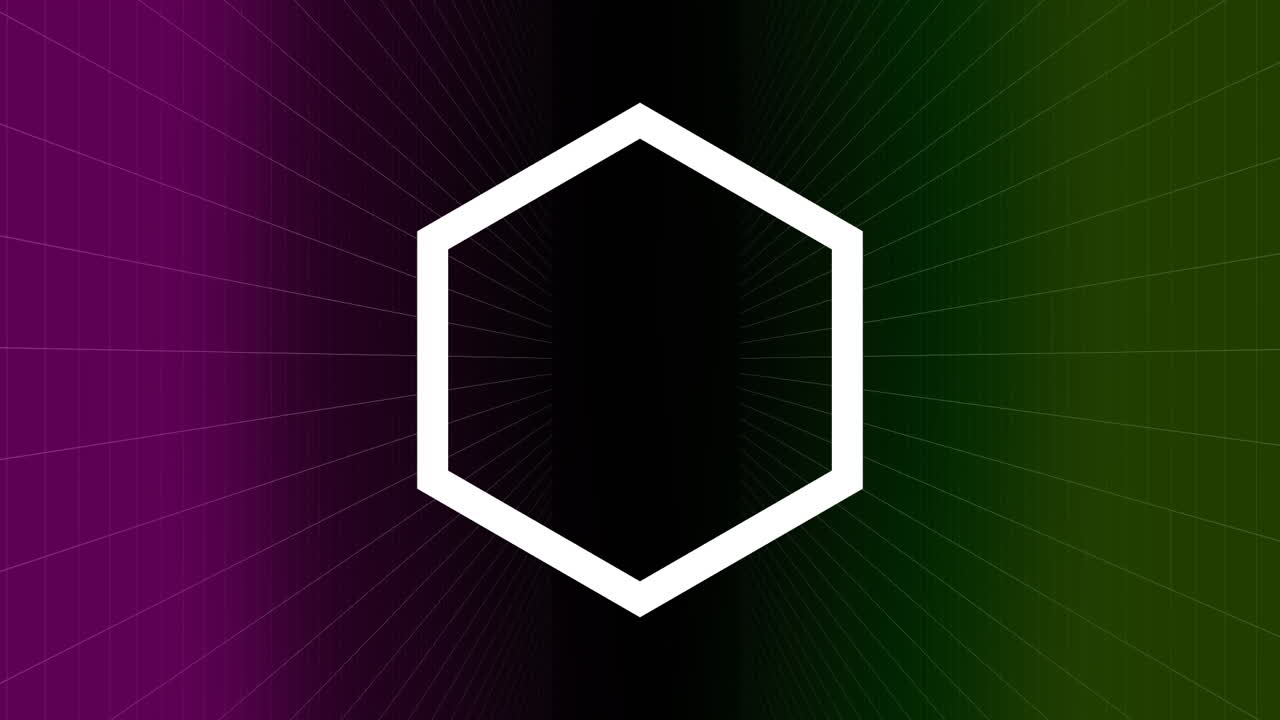 6각형이 어두운 배경에서 자신을 돌고 있습니다.