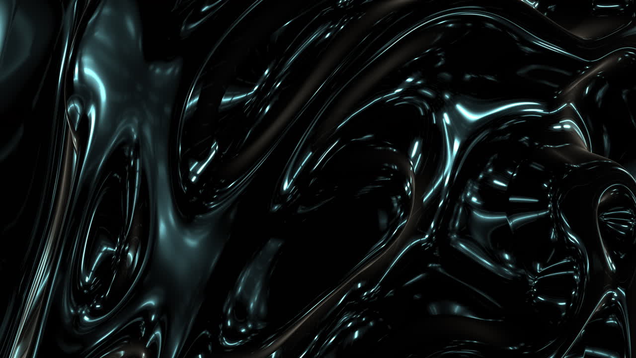 Primo piano di onde liquide blu caotiche e fantastiche nello spazio scuro