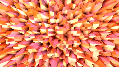 abstracto simple rosa naranja baja poli superficie 3d como entorno químico. suave geométrico baja poli fondo de movimiento de desplazamiento puro rosa narenja polígonos rojos. fondo de bucle sin costuras 4k fullhd