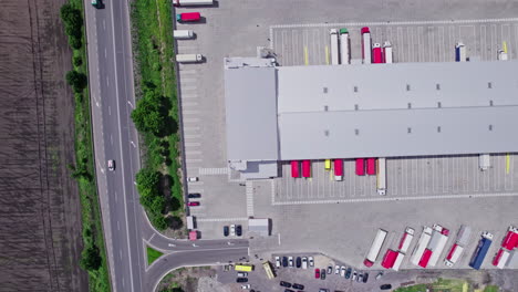 logistics center in industrial city zone from above