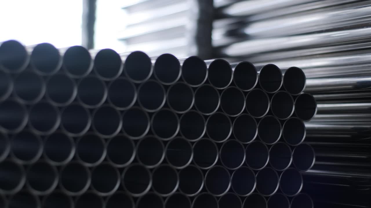 Steel pipes stacked on a pallet