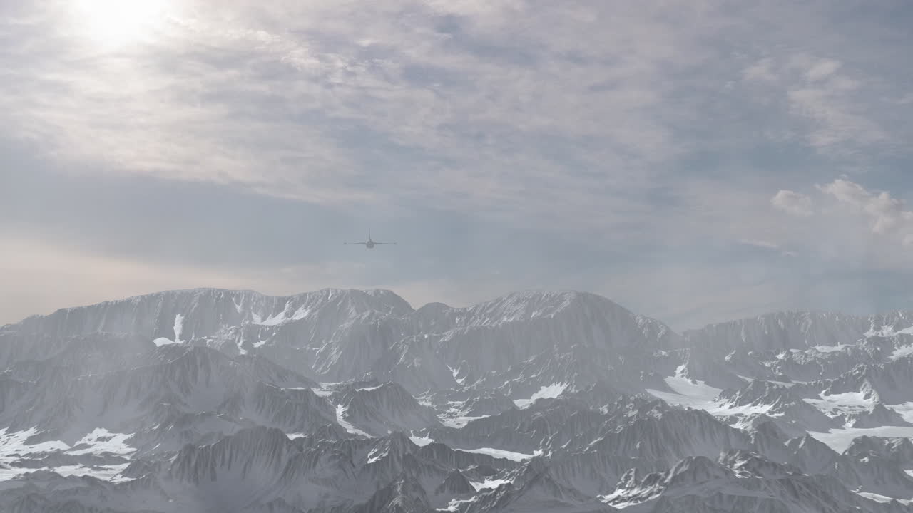눈 인 산 위 를 날아다니는 비행기