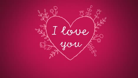 animation of i love you in white letters on pink background