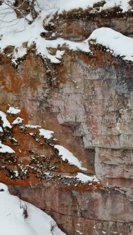 winter landscape of rocky cliff face