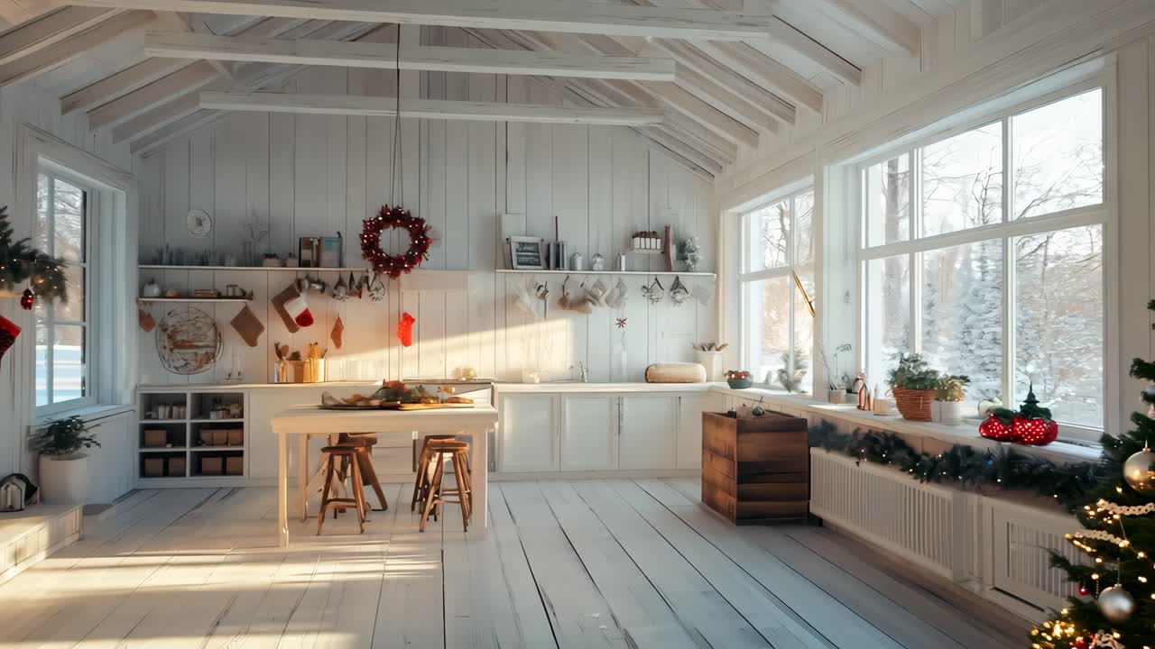 크리스마스 테마의 아한 오두막 부