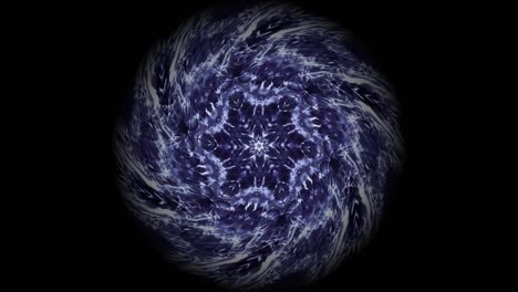 Animación-De-Un-Hermoso-Mandala-De-Luz-Púrpura-Y-Azul-Girando-Sobre-Un-Fondo-Negro,-Es-Un-Símbolo-Del-Chakra-De-La-Corona