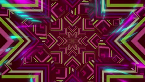 animación de formas abstractas de estrellas púrpuras, verdes y rosas pulsantes