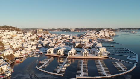 kragerø city and marina on a sunny winter day in norway