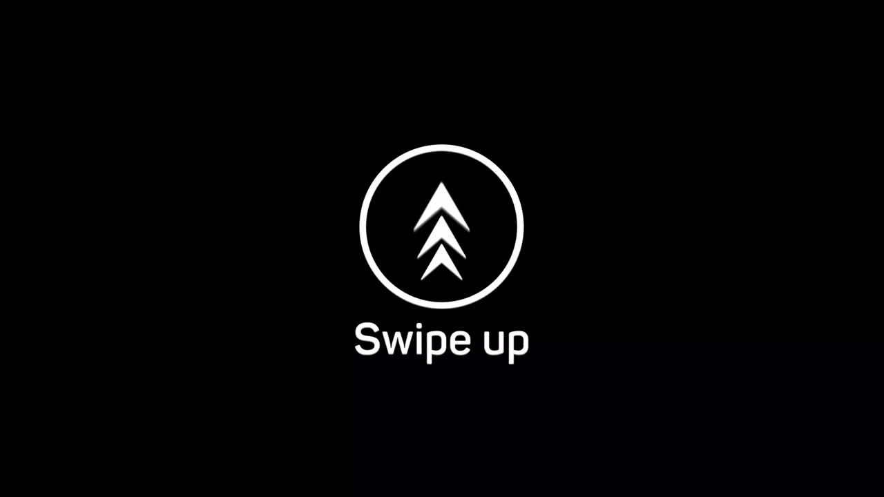Glitch Swipe up animation button. Application and social network icons, swipe up for advertising. Social media scroll arrows. 4K video animation with alpha channel