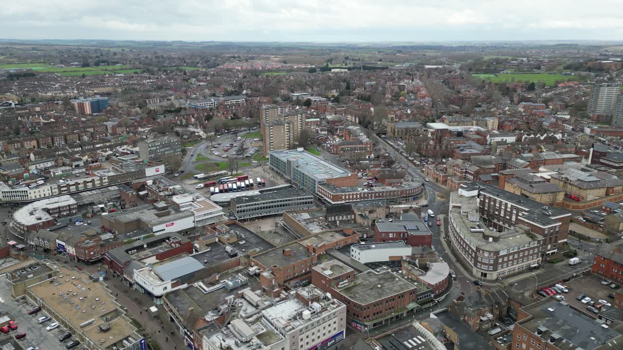 타운 센터 bedford bedfordshire 영국 무인 항공기, 공중, 4k 영상